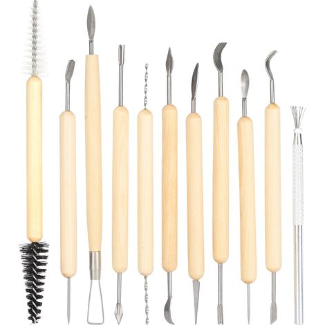 Clay Pottery Sculpting Tools Polymer Clay Art Projects Carving Knife with Wooden Handle Kit (1/5)