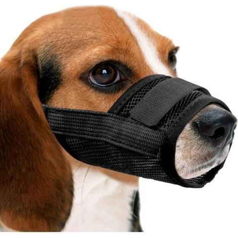 Respirant Muselière en Nylon Réglable pour Chiens, Réglage Rapide de la Muselière, Museliere Anti-Aboiements et Anti-Morsures(S, Noir)