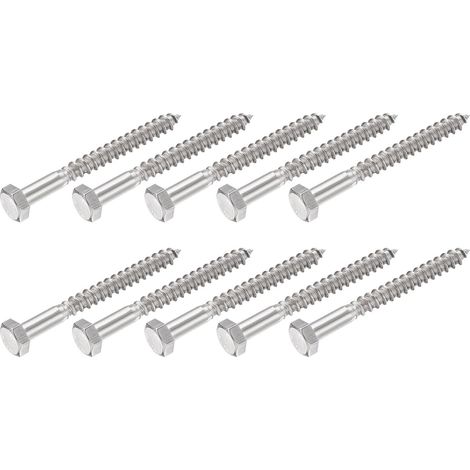 Hex Tirefond Vis (M8x80mm)10pcs, 304 Inox Acier Autotaraudeurs Bois Boulons - pour Ménage Applications (1/5)