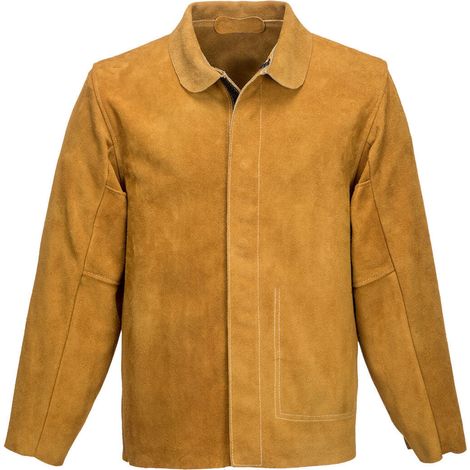 Chaqueta de cuero premium para soldadores / Canela / M