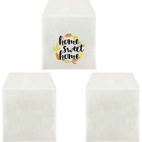 Lot de 3 chemins de table vierges pour sublimation, nappes blanches à personnaliser, décorations de cuisine et maison, fournitures de fête (1/5)