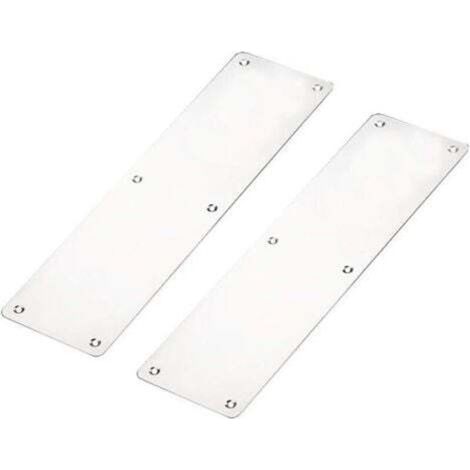 Türdrückplatte, 2 x feuerfeste Türdrückplatten, 300 x 80 mm, gebürsteter Edelstahl, Tür-/Untertürschutz mit Schrauben, quadratische Ecken (1/5)