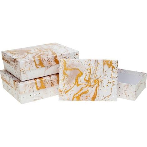 Scatola rettangolare con 3 rosette in marmo
