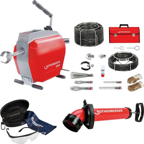 ROTHENBERGER R600 + Juego de espirales/herramientas + Limpiador de succión-presión ROPUMP Super Plus + Gafas de seguridad - 19173-072070x-Set (1/5)