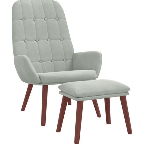 Maison Exclusive - Relaxsessel mit Hocker Hellgrau Samt (1/5)