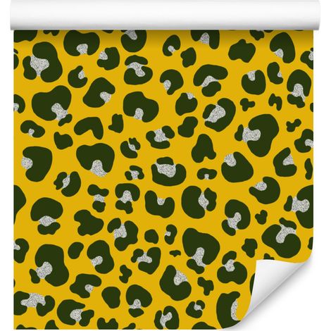 Papel pintado de cuero amarillo, verde oliva y lima para salón y dormitorio, 50x1000 cm. (1/5)