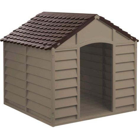 Cuccia per Cani in Resina Taglia Grande Giardino con Pavimento Interno Plastica (1/4)