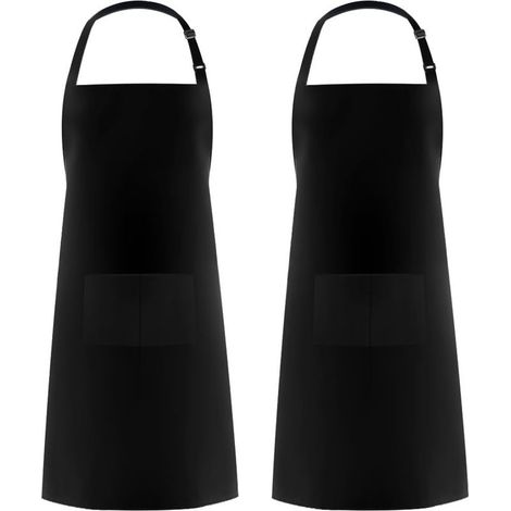 (2 Pièces )Tabliers de Cuisine pour Homme Femme, Tablier de Ménage Tabliers Porte-Outils avec 2 Poches pour Barbecue, Tablier Jardinier Adultes Ajustable pour Jardinage (1/4)