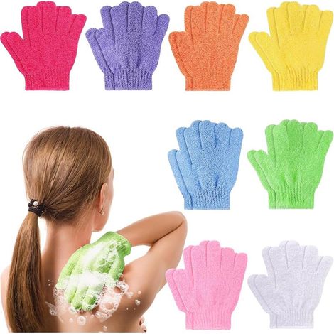 paia di guanti esfolianti per il corpo, guanti morbidi per lo scrub del corpo, guanti esfolianti per il viso per uomo, donna e bambino, guanti da bagno a cinque dita per l'esfoliazione sotto la doccia (1/5)