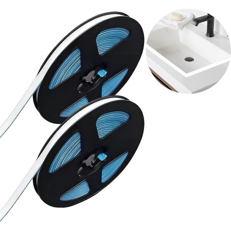 2Pcs Bath Sealant Strip Self Adhesive 6m, Waterproof Mildewproof Bathroom Sealant Tap,Decorative Bath Trim, Sealing Tape For Bathtub, Shower, Sink, Tile Edges And Kitchen Countertop(White)