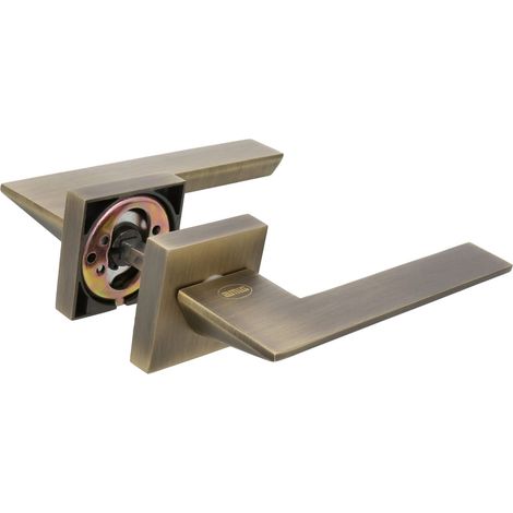 Jeu de poignées de porte Mod. ZAHORA 52 x 146 mm Avec bec verseur Design élégant et simple Poignée ergonomique Cuir zamak (1/5)