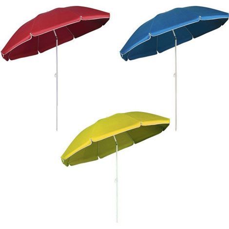 OMBRELLONE DA SPIAGGIA COLORI ASSORTITI ROSSO, GIALLO E BLU CAD UNO (1/6)