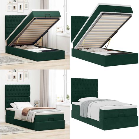 vidaXL Ottoman-Bett mit Matratzen Dunkelgrün 90x190 cm Samt (1/5)