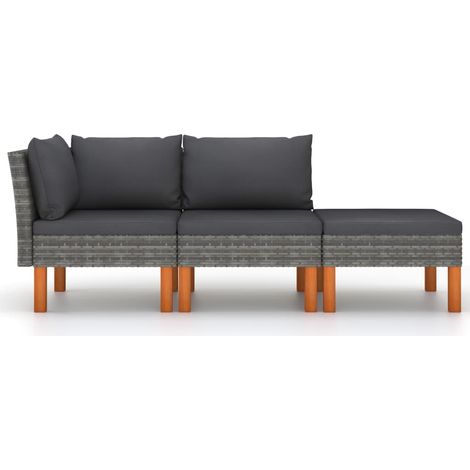 Maison Exclusive - 3-tlg. Garten-Lounge-Set Poly Rattan und Massi