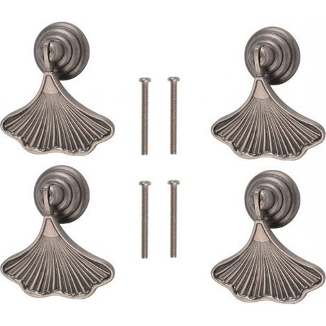 4 Stück Ginkgoblatt-Griff, antike Nickel-Zink-Legierung, Einloch-Schubladengriff für Schränke, Kleiderschränke (1/5)