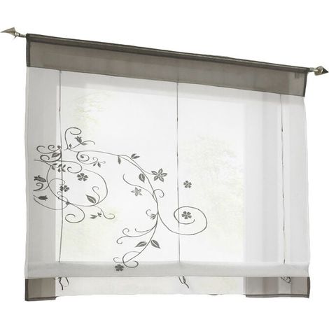 Romantic curtain 100X140cm with loop for kitchen and balcony (grey) YMYNY