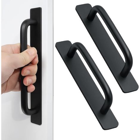 Poignées de meubles auto-adhésives - 2 poignées de traction en alliage d'aluminium avec poignées de porte auto-adhésives (148 mm, noir)