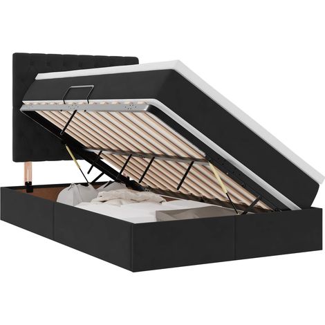 Maison Exclusive - Aufbewahrungsbett mit Matratze Schwarz 120 x 2