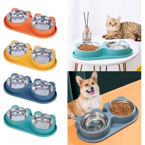 TrAdE Shop Traesio - Ciotola Alimentare Acciaio Anti Perdita Fontana Acqua Dispenser Cibo Cani Gatti - (1/5)