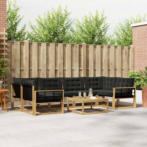 vidaXL Outdoor-Sofagarnitur 7 pcs Weiß und Schwarz 79 x 79 x 37 cm (1/5)