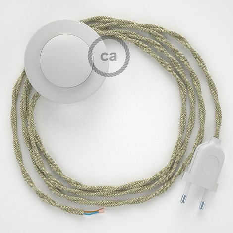 Creative-Cables Câblage pour lampadaire avec câble textile en lin – (3 m, 2x0,75 mm², fiche et interrupteur blancs) – Interrupteur bipolaire en ligne – Conforme aux normes de sécurité (1/5)