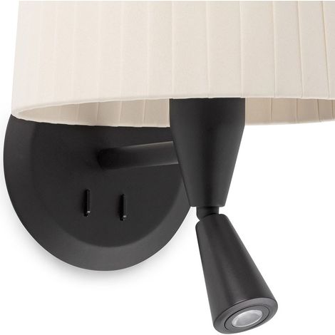 SAMBA Aplique de pared con lector negra/encintada beige 64309-35 (1/3)