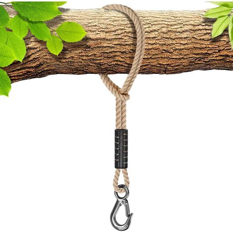 Hammock Rope, 50 cm Swing Strap with Hook (400lbs) Tree Hanging Material Polyester Hanging Chair Fixing Kit, Up to 2500lbs, 10mm Diameter, Off-White (1/5)