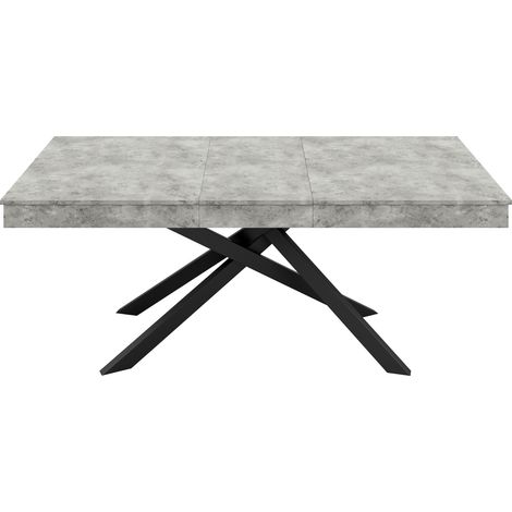 Table à manger extensible 140/180 x 80 cm avec plateau épais et pieds en métal gris (1/5)