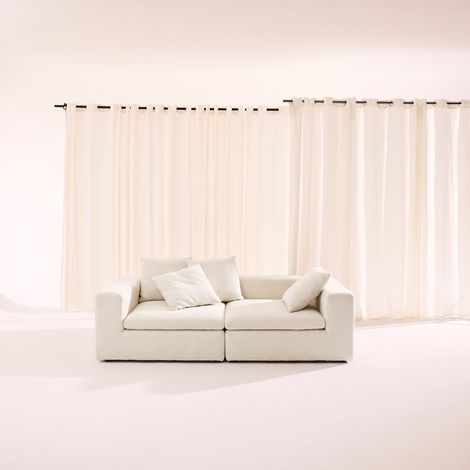 Canapé compressé modulable tissu chenille 3 places - Movi Chenille Blanc (1/5)