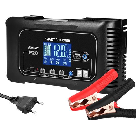 Chargeur de batterie de voiture, entièrement automatique, compatibilité multiple, Prise 20A-EU (1/2)