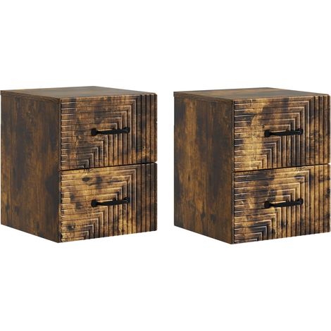 Maison Exclusive - Mobiletto da notte a muro 2 pz Rovere Fumo 34,5 x 33 x 40 cm (1/5)