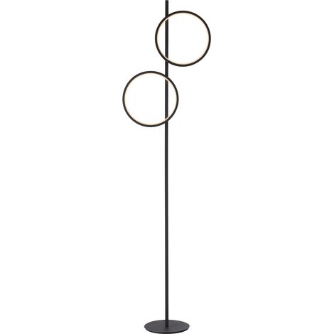 Lampada da terra nera moderna 2 anelli LED 24W Just Light (1/4)