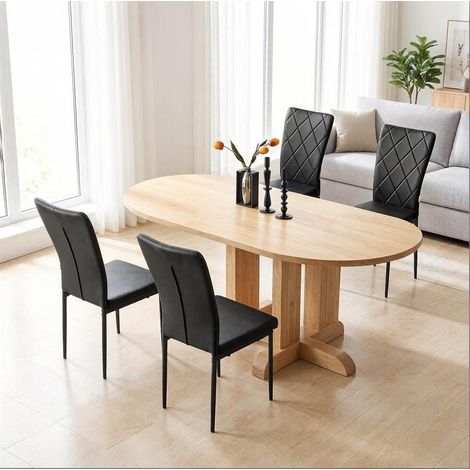 Chaise salle manger 4 pcs en simili cuir noir OKMYHOME (1/5)