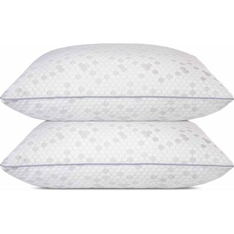 Oreiller ergonomique 50x70 cm lot de 2 – Mousse à mémoire de forme infusée de gel – Taie amovible et lavable – Soulagement douleurs cervicales (1/5)