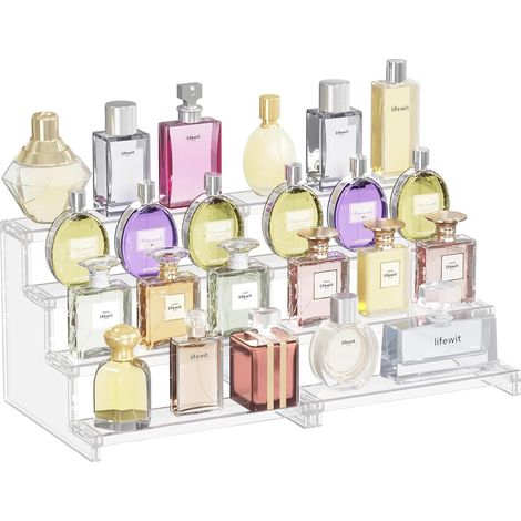 Presentoir Parfum Acrylique, Présentoir Aperitif buffet, Socles de Présentation pour Collection, Figurines, Cupcakes, Vernis à Ongles, épices, Cosmétiques, 4 Niveaux, 2 Paquet, 22.8 cm