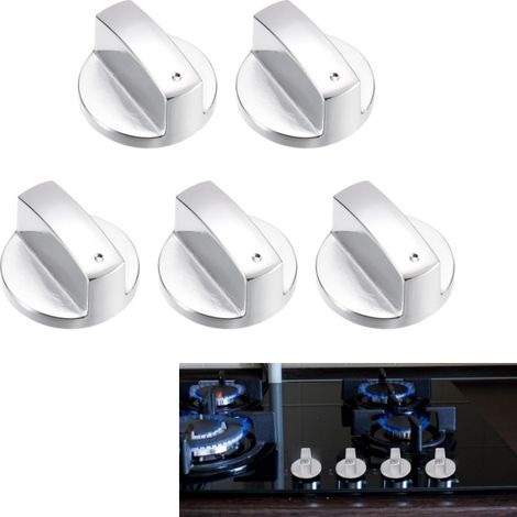 uxcell Lot de 5 boutons de cuisinière à gaz, boutons de remplacement universels de 6 mm, interrupteur de surface en métal durable pour plaques de cuisson, cuisinières à gaz et divers fours (couleur ar (1/5)