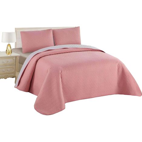 Colcha Boutis para Primavera y Verano Bicolor Reversible Liso  +  Funda Cojin - Ligera Fina Entretiempo Cama 90 180x260, 135 220x260, 150 240x260 cm (1/5)