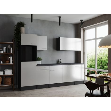 Küche Küchenzeile Leerblock Grau Matt Weiß Oliver 280 cm Respekta