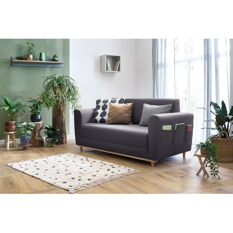 BOBOCHIC XS - Canapé droit convertible déplimousse PIGALLE Gris foncé (1/5)