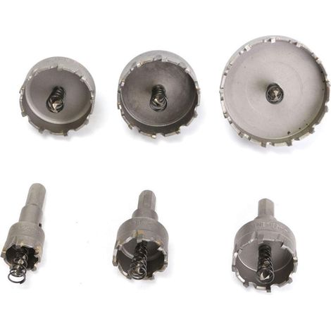 Metal Hole Cutter HSS Drill Bit Metal Alloy Hole Cutter Metalworking Cutter Stainless Steel Alloy 22-65mm Metal Drill Point Drill Bit - 6pcs Carbide Core Drill Bit (1/4)