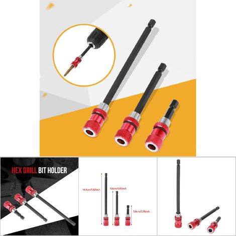 3-teiliger 1/4"-Schnellwechsel-Magnetbohrerhalter mit 60/100/150-mm-Verlängerungen für Schraubendreher (1/5)