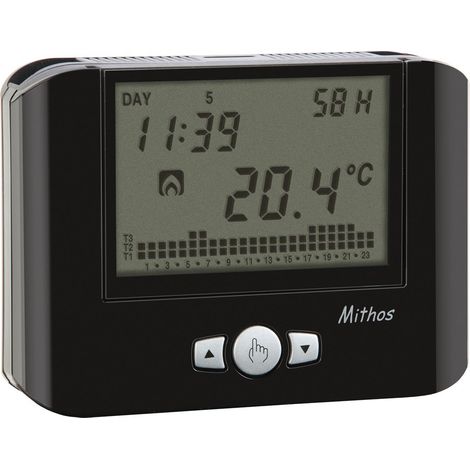 VEMER VE479200 MITHOS H - Cronotermostato con Umidostato, Programmazione Settimanale, Alimentazione a Batterie, Nero (1/2)