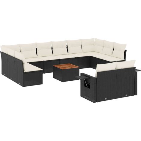 Maison Exclusive - 13-tlg. Garten-Sofagarnitur mit Kissen Schwarz