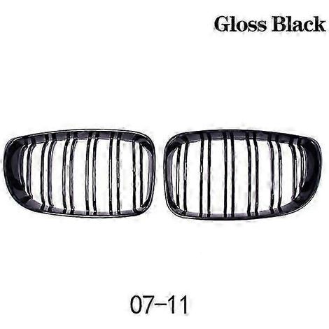 Calandre avant de voiture style course pour BMW Série 1 E81 E87 E82 E88 120i 130i 2004-2011, double grille à lamelles, accessoires de décoration pour véhicule (noir brillant 07-11) (1/5)