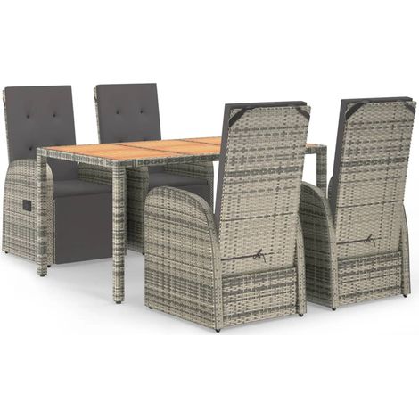 Maison Exclusive - Set da Pranzo da Giardino 5 pz con Cuscini in Polyrattan Grigio (1/5)
