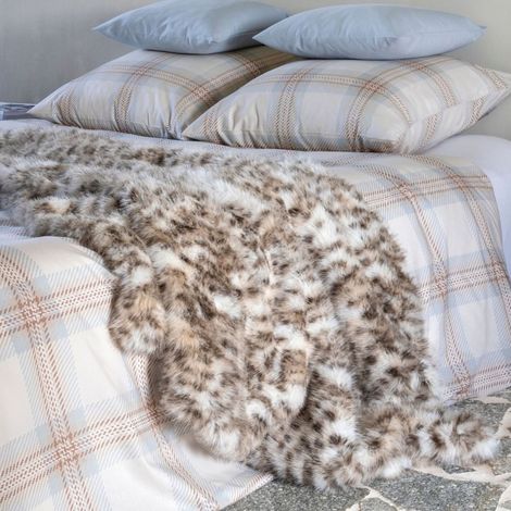 Plaid fausse fourrure léopard 150x200 Snow (1/3)