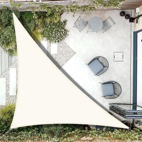 3x3x4.25m Waterproof Triangular Shade Sail with UV Protection for Outdoor, Garden, Patio - Cream (1/5)