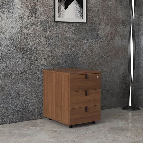 Caisson de bureau moderne mobile coloris noyer Saturne (1/2)