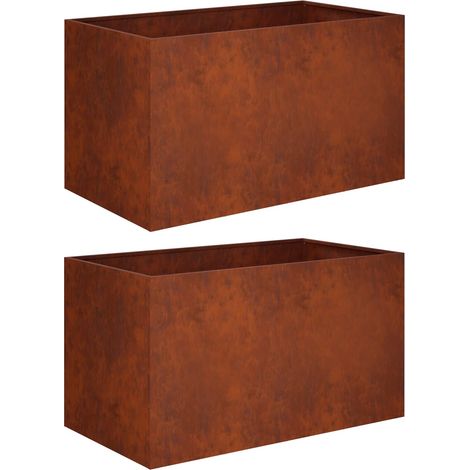 Garden Planter 2 pcs Rusty 80 x 50 x 50 cm Weathering Steel vidaXL