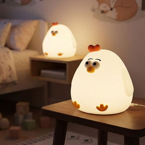 Lampe de table LED pour enfants, 2 lumières, lampe de chambre d'enfant, variateur tactile, silicone blanc, H 11 cm (1/5)